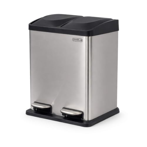 Oypla 30L Stainless Steel Double Compartment Recycling Pedal Bin