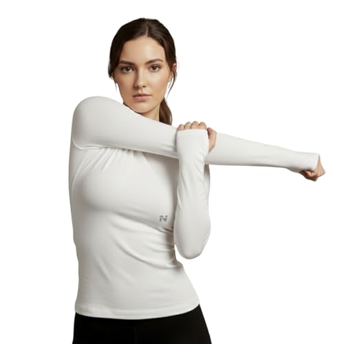 Image of NINQ Women's Athletic Compression Wear - Full Sleeve Workout & Training T-Shirt Designed for Gym, Running, Yoga, and Sports. Breathable, Stretchable