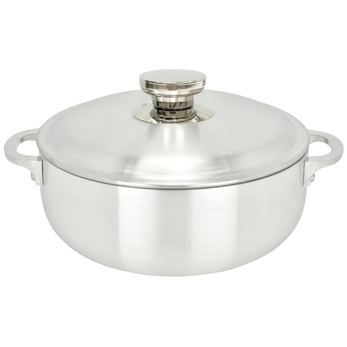 ALUMINUM CALDERO STOCK POT by Chef Pro, Durable Aluminum, Superior Cooking Performance for Even Heat Distribution, Perfect For Serving Large/Small Groups, Riveted Handles, Commercial Grade, 3.8 Quart