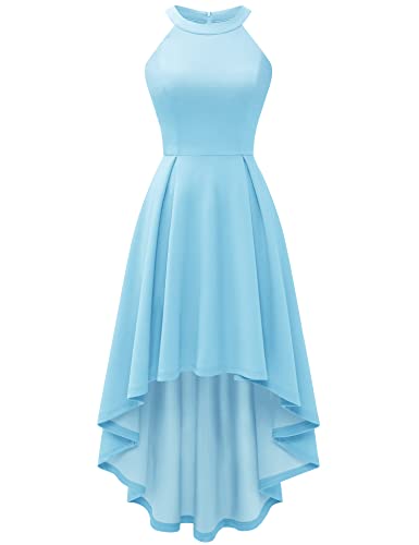 Dressystar Women Halter Summer Cocktail Dresses Sleeveless Hi-Lo Bridesmaid Dress Formal Party Dress For Wedding Guest Lm28 Blue M #TOP27