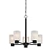 Westinghouse 6353800 Sylvestre Five-Light Indoor Chandelier, Oil Rubbed Bronze Finish with Frosted Glass