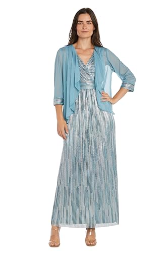 Image of R&M Richards Women's Elegant Matte Chiffon Flyaway Jacket W /Maxi Crinkle Dress | Two-Piece Evening Event & Parties