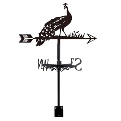 SUPERDANT Peacock Weather Vane for Roof Animal Metal Weathervane Black Wind Direction Indicators Wind Vanes Signs for Farmhouse Yard Outdoor Farm Barn Sheds Garden Patio Decoration
