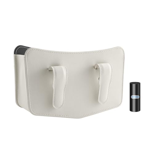 Image of Car Trash Can Small Leather Vehicle Trash Bin Car Dustbin Garbage Organizer Holder with Trash Bag Foldable Mini Cars Storage Bag Container for Auto SUV Van Trucks (White,Clip on)