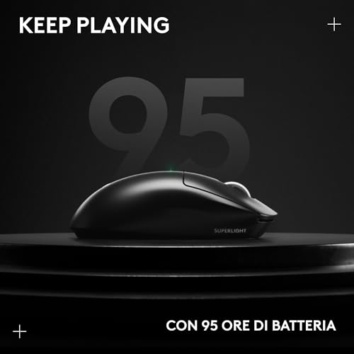 PRO X SUPERLIGHT 2 - mouse gaming wireless, mouse Pro-Grade da 60 g con 5 pulsanti programmabili, sensore a 44.000 DPI, velocità di aggiornamento di 8 kHz, ricarica USB-C per PC/Mac - Nero - Mouse gaming - Immagine 12