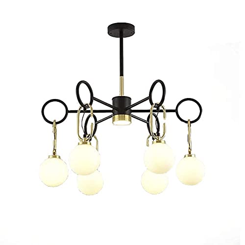Lustre 8 lumières or noir en fer pour un éclairage de cuisine optimal