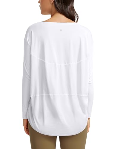 Image of CRZ YOGA Long Sleeve Workout Shirts for Women Loose Fit-Pima Cotton Yoga Shirts Casual Fall Tops Shirts