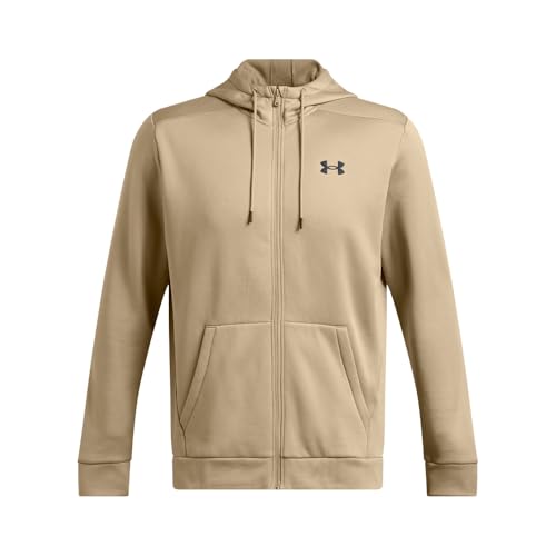 Under Armour Men's ArmourFleece Full Zip Hoodie, 299 BEIGE, SM - image 3