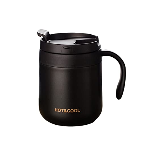 Image of Mockery Stainless Steel 350ml Coffee Travel Tumbler Cup, Thermal Mug, Insulated Tumbler, Tea Cup and Mug, Cup with Lid and Handle for Travel, Office Desk, Work (Black)