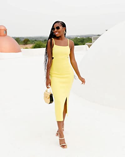 siilon リブキャップ /イエロー Amazon.com: The Drop Women's Lemon Cutout Slip Dress by @ayeciara
