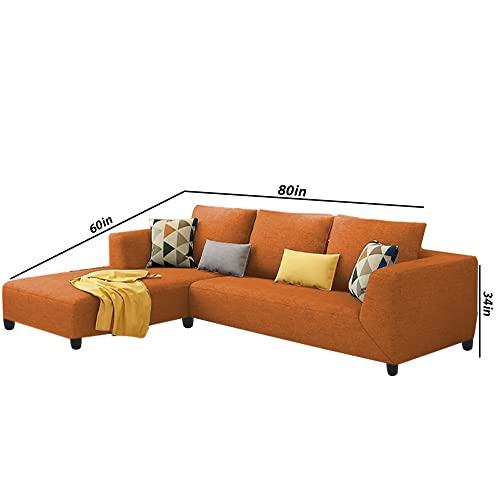 Image of Galib LHS 4 Seater L Shape Sofa Set for Living Room (Orange Fabric)