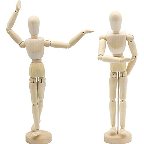 2PCS Wooden Manikin 12 inch/30cm,Drawing Mannequin with Flexible Joints,Wooden Human Artists Mannequin with Stand,Perfect Painting and Drawing Aid,Artist Sketch Drawing Model for Art,Home Decoration Cover