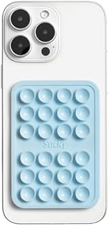 Magnetic Suction Cell Phone Case Grip for MagSafe Case, Removable for Wireless Charging, Durable Magnet Silicone Portable Mount Stand Phone Accessory for iPhone and Android - Baby Blue