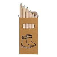 Azeeda 6 x 'Wellington Boots for a Rainy Day' Short 85mm Pencils/Coloured Pencil Set (PE00082528)