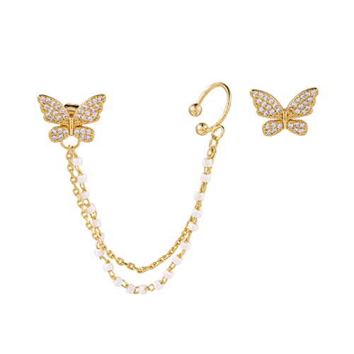 Vembley Korean Chain Ear Cuff Butterfly Stud Earrings For Women And Girls 2 Pcs/Set (B0CNM1H56F) Amazon Price History, Amazon Price Tracker