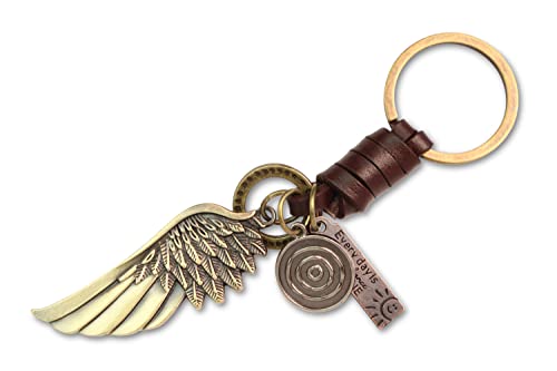 AuPra Guardian Angel Wing Leather KeyChain Best Friend Gift Idea Women Men House Safe KeyRings Girl Boy Friendship Extra Small Present Home Car Key Chain Ring