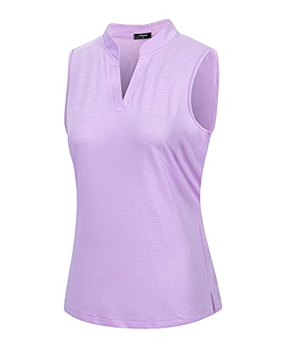 Vidusou Womens Golf Apparel, Misses Sleeveless Sports Moisture-Wicking Polo T-Shirt For Sports Climbing Hiking Travel Training Workout Biking Running Tee Purple L #TOP1