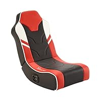 X-Rocker Shadow Gaming Chair for Kids and Juniors, 2.0 Audio Floor Rocker, Low Folding Rocking Seat with 2 Stereo Sound Speakers, Padded Foam Gaming Seat for Children for XBOX, PS4, PS5, Switch - RED