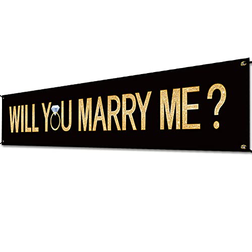 Image of Letjolt Proposal Banner Will You Marry Me Ring Banner 6Feet | Propose Decorations Supplies for Marriage Signs Valentine's Day Engagement Outdoor Party Backdrop