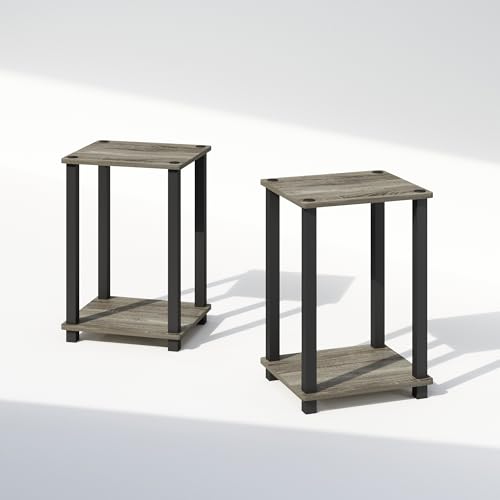 Image of Furinno Simplistic Night Stand Set of 2, 2-Tier Small Nightstand with Open Shelf, Toolless Bedside Table, End Table, Side Table, for Bedroom, Closet, Dorm, French Oak