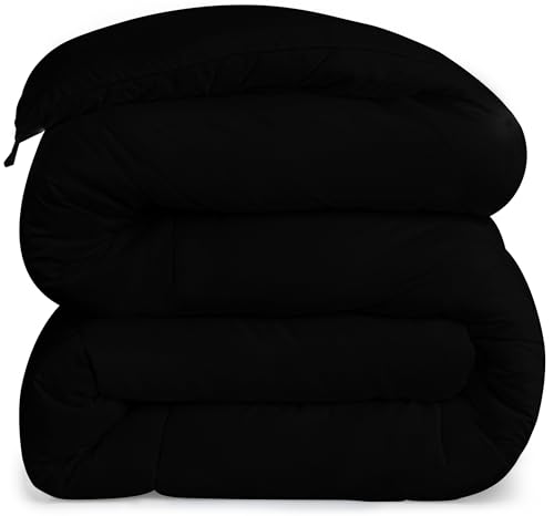 Image of Utopia Bedding Comforters King Size, All Season Duvet Insert, Down Alternative Box Stitched Bed Comforter with Corner Tabs, Machine Washable (Black)