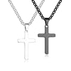 Yooblue Cross Necklace for Men – 2Pcs, 3Pcs Silver Black Gold Stainless Steel Cross Pendant Necklace for Men Women Teen Boys Jewelry Gifts