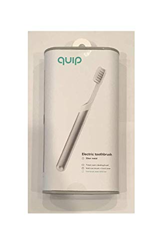 Quip Electric Toothbrush - Silver Metal - Electric Brush and Travel Cover Mount