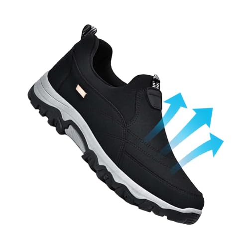 AZMAHT Mocasines Zapatos de Hombre con Alzas Zapatillas sin Cordones Zapatos pies Anchos Zapatillas ortopedicas Hombre Soporte ortopédico para el Arco,Negro,41/255mm