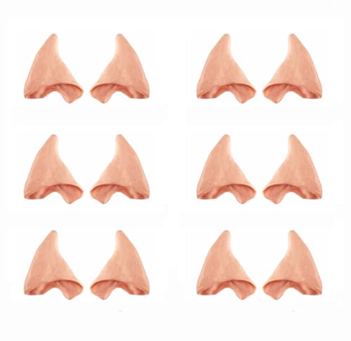 Kbraveo Latex Pointed Prosthetic Ear Tips Elf Ears for Halloween, 6 Pairs
