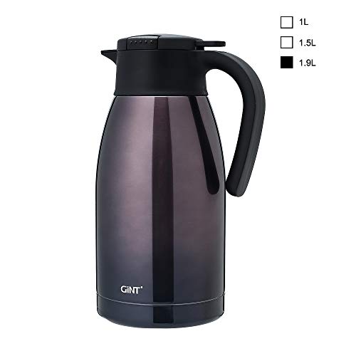 GiNT Stainless Steel Thermal Coffee Carafe with Lid/Double Walled Vacuum Thermos / 12
