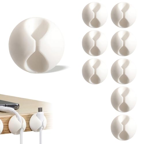 9 Pcs Adhesive Cable Clips - Silicone Cord Holders for Desk & Wall, Wire Organizer for USB Charger, Earphones, PC Cables - Reusable Self-Adhesive Wire Clips for Home, Office, Car Cable Management