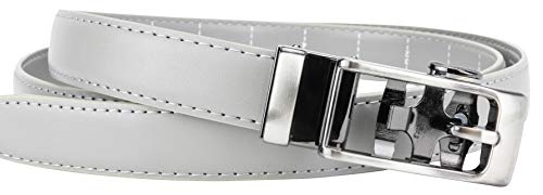 Women's Leather Ratchet Belt, Trim to Fit 18"- 44" Waist, No Holes, Packed in a Gift Box (W723X Light Gray, 25mm Wide)3