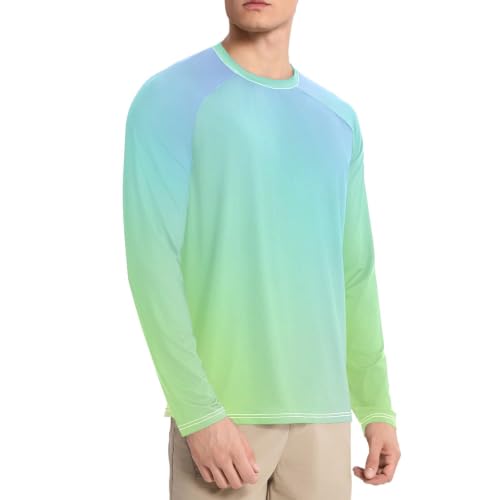 Rash guard hombre de cuello redondo manga larga running multicolor gradiente y proteccion UV 3