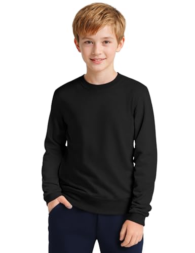 BOOPH Boys Long Sleeve Shirts Kids Crewneck Basic Tee Sports Pollover T-Shirt