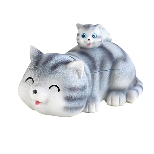 BAGFSHET Cute Cat Paper Clip Holder with 50pcs Colored Metal Paper Clips for Desk Aesthetic Home Office Decoration, White Black