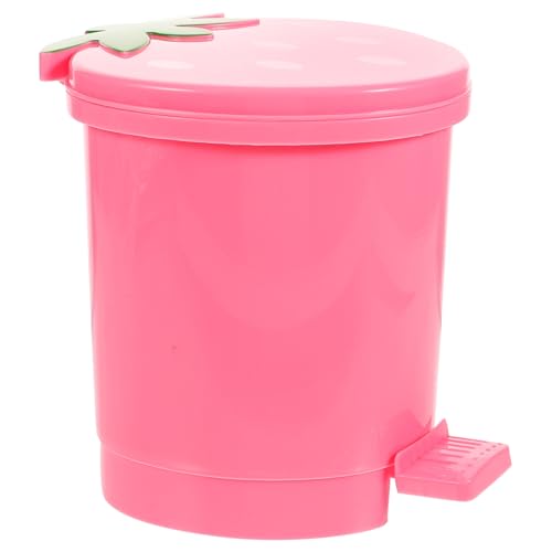 Basurero pequeño rectangular rosa para escritorio miniatura 1