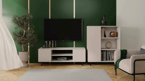 STRUTTURA E UTILIZZO - Supporto per televisione moderno, innovativo e funzionale - La scelta della struttura interna che compone questo set da salotto rende il design dell'articolo d'arredamento moderno, multiuso, pratico e salvaspazio - Il ripiano superiore è perfetto per accogliere la vostra TV, uno stereo o i vostri soprammobili preferiti - Mobile multifunzione perfetto per arredare ambienti con esigenze di spazio