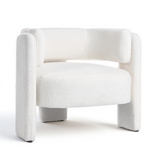 DARDVORLAG Sessel Beige Wohnzimmer Lounge Sessel Modern Teddy Bouclé Polstersessel mit Weicher Polsterung und Armlehnen Komfortabler Accent Chair für Wohn- Schlaf- und Arbeitszimmer