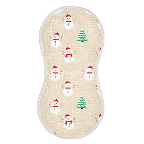 Baby Burp Cloths, Soft Absorbent Burping Cloths for Babies, Cotton Milk Spit Up Rags, Large Size for Newborns, Baby Boys and Girls (Scarf Snowman Design)