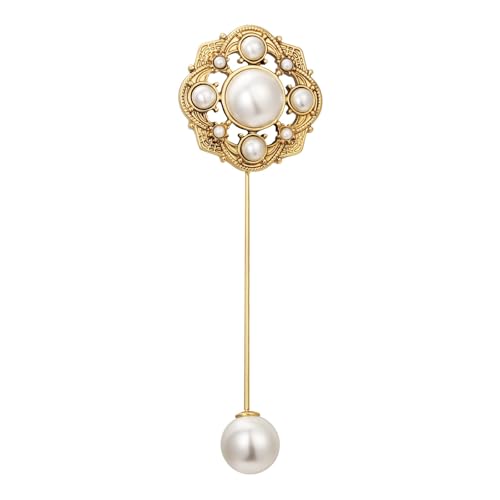 Image of SHE'S FREE STYLE JUST FOR YOU [Versailles Dream] Vintage crown flower brooches and pins for women, Pearl brooch pins Metal Plating Process safety pins Baroque Style jewelry pins and brooches