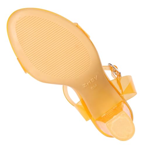 Image of ZriEy Clear Block Sandals Chunky Heels for Women 3.35 Inch Open Toe Adjustable Ankle Strap Pump Sandals for Weddings Parties Daily Wear