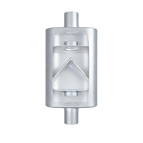 Image of Universal 2.25 inch Dual Chamber Center Inlet Center Outlet Muffler - Aluminized Steel Silver, Aggressive Deep Sound, 17 inch Total Length