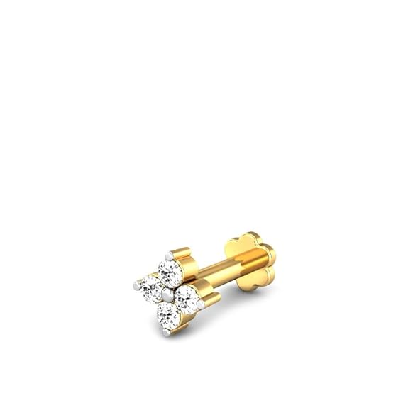 CANDERE – A KALYAN JEWELLERS COMPANY 18K (750) BIS Hallmark Yellow Gold With SI IJ Diamond Nosepin for Women
