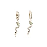  Hedoné - Oval Hoop Ohrringe für Damen mit Anhänger mit kubischen Zirkonia - Schlange Gold