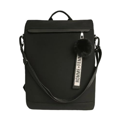 Bolsa Mochila Feminina Escolar Média Alça de Ombro Costas e Mão, Bolso Antifurto Espaçosa (Preto)