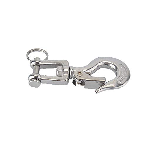 PLUSKER 304 Stainless Steel Clevis Slip Hook Opening with 3/16" Safety Latch American Type Swivel Eye Lifting Hoisting Chain Hooks for Rigging Accessory (SWL 150 KGS)