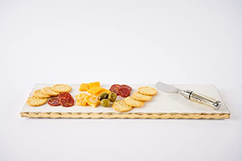 Mud Pie - 40700003 Mud Pie Marble and Gold Edge Hostess Set Serving Platter, One Size, white - Image 8