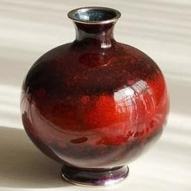 色:陽(赤透け)★[尾張七宝窯元 加藤七宝製作所]4.5寸玉形花瓶