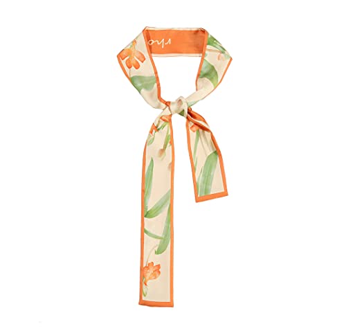 JERLA 100% Mulberry silk Scarf Bag scarf Head Hair Ribbon Handbag Handle wrap Tie Bundle Scarf Neckerchief Scarf for women