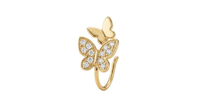 butterfly Shape Nose Ring for Women & Girls Nose Pin | Traditional Designer Indian Nose Stud | Daily Wear Bridal Fashion Jewellery (Pack Of 1)-image-12